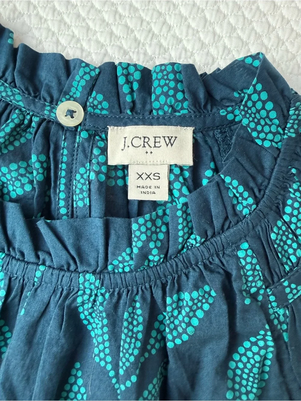 J. Crew Flutter Sleeve Mock Neck Top in Seaport Blue Cenote, Size XXS